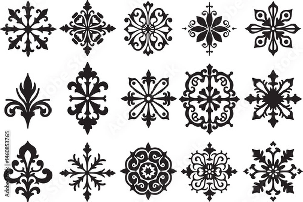 Obraz Vintage Scrollwork and Floral Frame Bundle – Laser Ready Vectors

