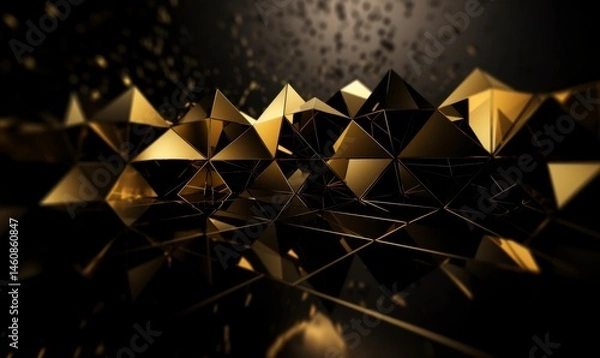 Fototapeta Geometric Golden Abstract Texture with Reflection and Light Effects