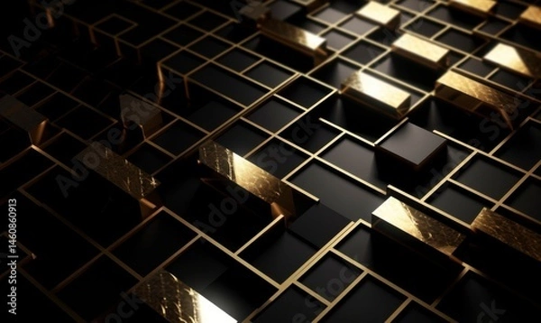 Fototapeta Abstract Gold Pattern Over Black Background Creating Modern Visuals