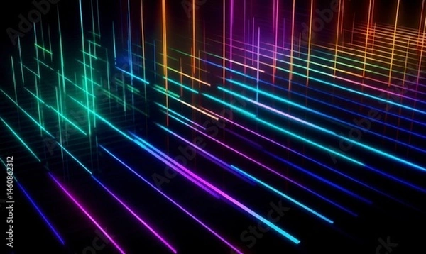 Fototapeta Colorful Neon Light Stripes Create Vibrant Abstract Background