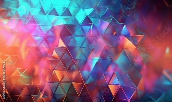 Fototapeta Vibrant Geometric Patterns with Triangles in Colorful 3D Design