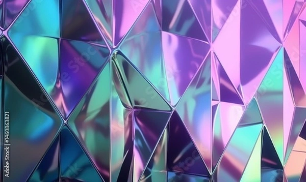 Fototapeta Iridescent Geometric Pattern with Reflections and Colorful Highlights