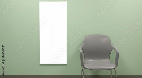 Fototapeta Empty waiting room with chair and blank canvas