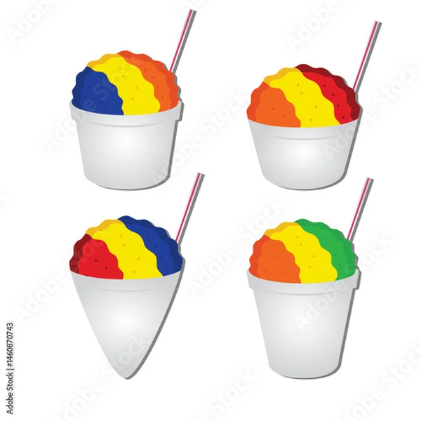 Fototapeta Set of shaved ice on cones design vector illustration