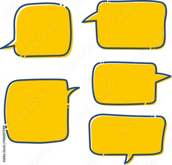 Obraz シンプルな紺とオレンジの吹き出しセットイラスト