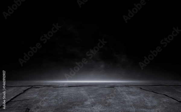 Fototapeta 3D Rendering Abstract crack asphalt light in a dark empty street lightning.