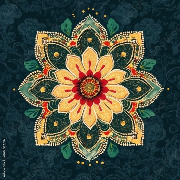 Fototapeta Colorful Floral Pattern with Intricate Design and Decorative Elements