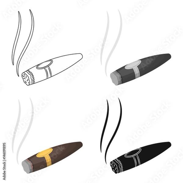 Obraz A tattered cigar with smoke. A sign of authority in the casino.Kasino single icon in cartoon style vector symbol stock illustration.