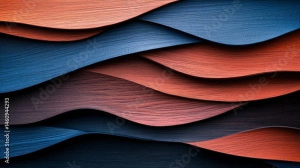 Obraz Colorful waves of painted wood panels layered in an artistic design showcasing beautiful textures and smooth gradients