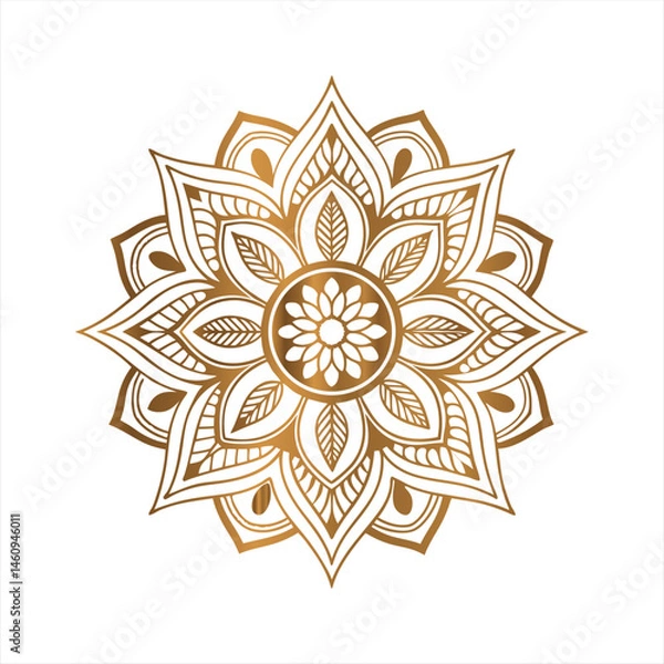 Fototapeta Luxury Mandala in Islamic Arabesque Style: Transparent Floral Pattern for Elegant Invitations