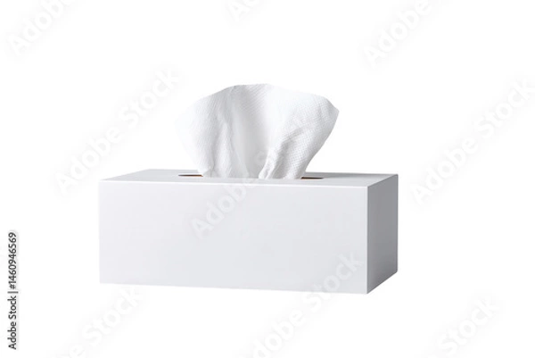 Fototapeta White tissue box with single tissue sheet isolated on transparent background