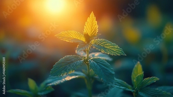 Fototapeta green leaves of a tree in autumn