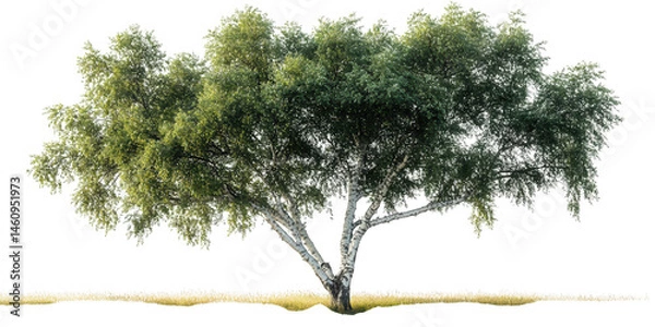 Fototapeta Isolated birch tree png for graphic design and landscaping projects with transparent background image asset