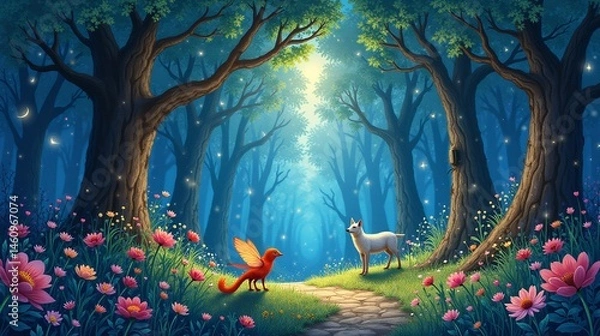 Obraz Enchanted Grove: Dance of the Mystical Creatures