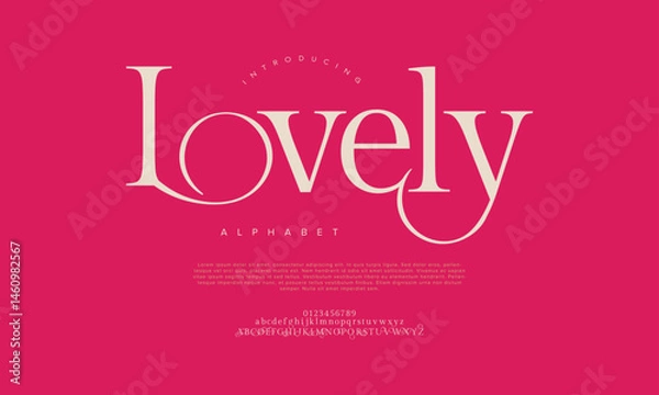 Fototapeta Romantic and elegant serif font with soft curves and stylish ligatures, ideal for wedding invitations, branding and fashion projects