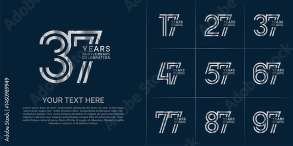 Fototapeta Anniversary logo set with double line number style. silver color can be use for special moment