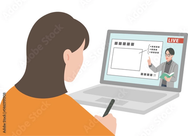 Obraz オンライン塾で勉強する女性