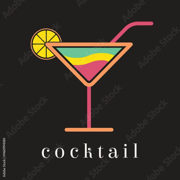 Fototapeta Minimalist Cocktail Logo with Pastel Abstract Background