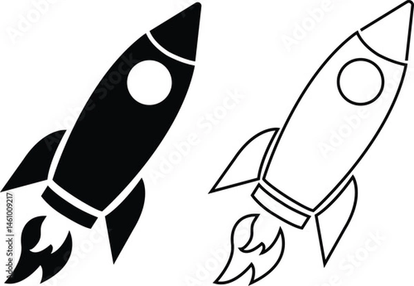 Fototapeta Space ship icon set. rocket vector symbol collection isolated on transparent background. Rocketship logo astronaut, spaceship, technology, fast speed booster fly for flight. Element for app and web.