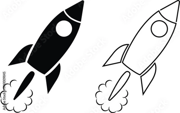 Fototapeta Space ship icon set. rocket vector symbol collection isolated on transparent background. Rocketship logo astronaut, spaceship, technology, fast speed booster fly for flight. Element for app and web.