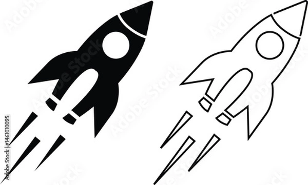 Fototapeta Space ship icon set. rocket vector symbol collection isolated on transparent background. Rocketship logo astronaut, spaceship, technology, fast speed booster fly for flight. Element for app and web.