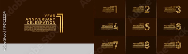 Fototapeta Anniversary logo set with double line number style. gold color can be use for special moment