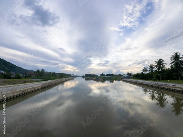 Fototapeta Scenic View of Canal Reflecting Sky