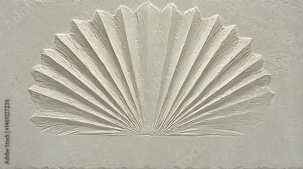 Obraz Architectural Relief: Semicircular Fan Carving in Plaster Material Design