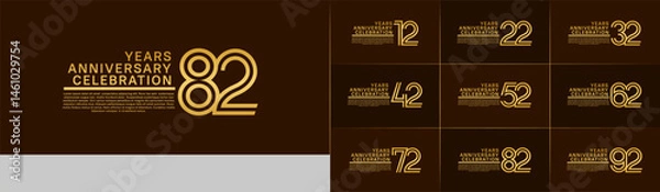 Fototapeta Anniversary logo set with double line number style. gold color can be use for special moment