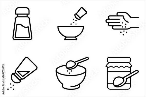 Fototapeta Salt and pepper icons set. Spice icon symbol in line style. vector illustration on white background