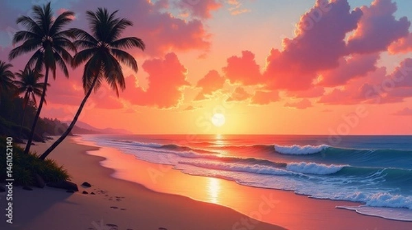 Obraz Twilight Tranquility: Beach Bliss