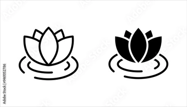 Fototapeta Set of lotus flower icons. Can be used web and mobile for yoga meditation, vector illustration on white background