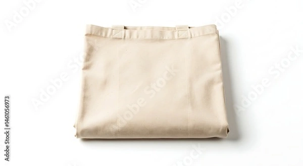 Fototapeta Folded canvas tote bag eco friendly reusable shopping bag mockup on white background studio shot design on transparent background