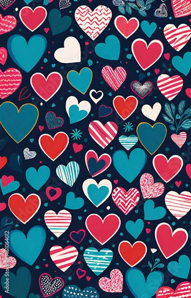 Fototapeta seamless pattern with hearts