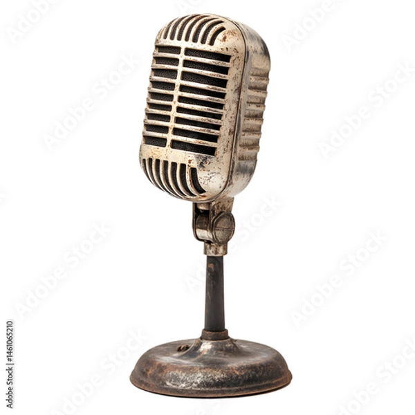 Fototapeta Vintage Rusty Microphone Retro Recording Studio Music Broadcast,