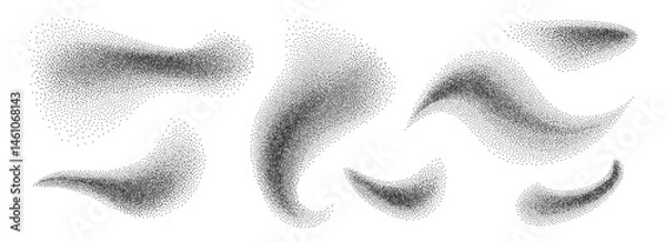 Fototapeta Noise grain shapes set. Vector dot pattern elements, wavy stipple halftone design elements