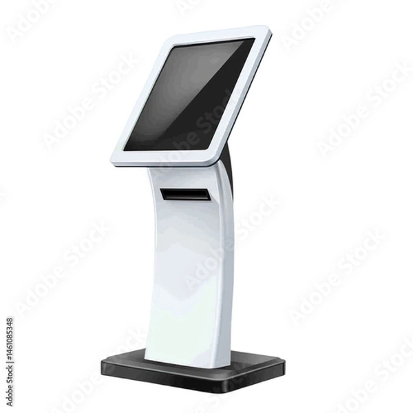 Obraz Touch Screen Kiosk Outdoor White Stand 3D Mockup Isolated on Transparent Background