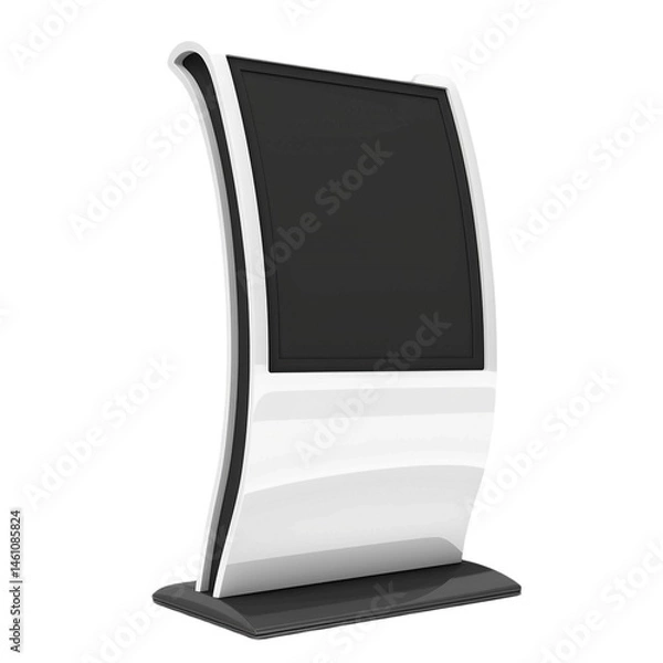 Obraz Touch Screen Kiosk Outdoor White Stand 3D Mockup Isolated on Transparent Background
