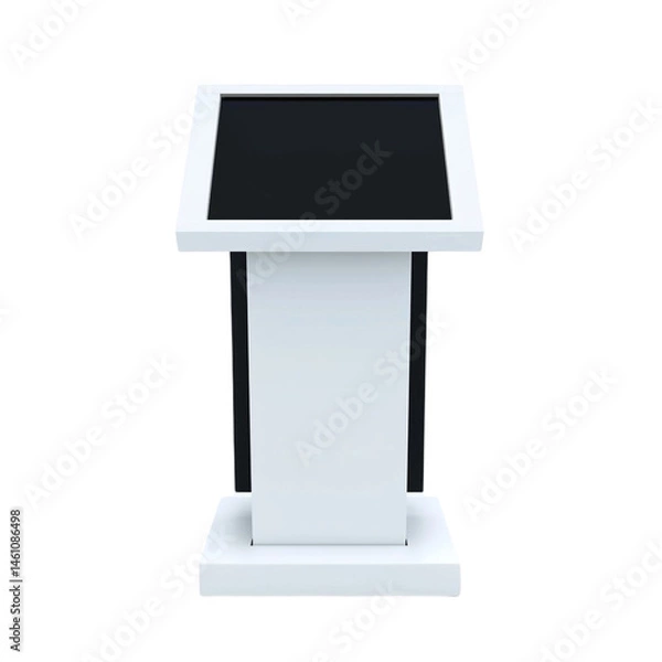 Obraz Touch Screen Kiosk Outdoor White Stand 3D Mockup Isolated on Transparent Background