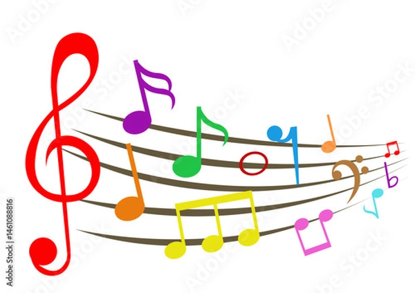 Obraz Musical notes staff background with lines