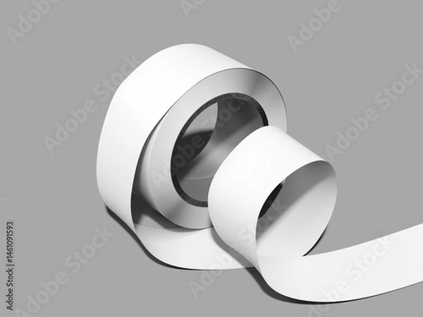 Fototapeta White Blank Roll Packaging Tape Mockup for on Gray Background