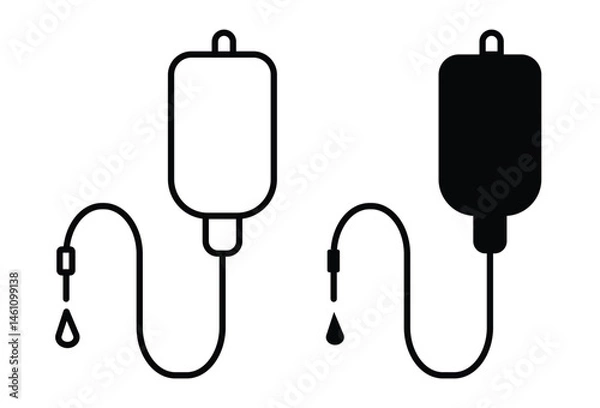 Fototapeta IV drip simple vector symbols. iv drip line art - simple line art of iv drip, perfect for iv drip logos and icons in black and white isolated
