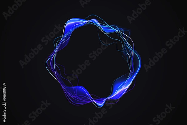 Obraz Circular abstract dynamic wavy lines connection electric light effect.  Element design science tech illustration background vector.