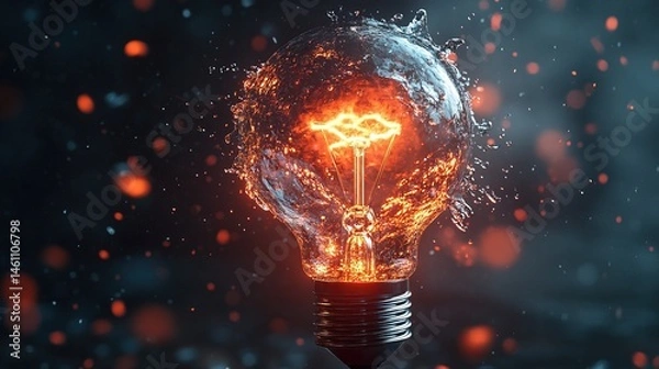Obraz A futuristic lightbulb made of liquid energy, symbolizing an unlimited source of inspiration 