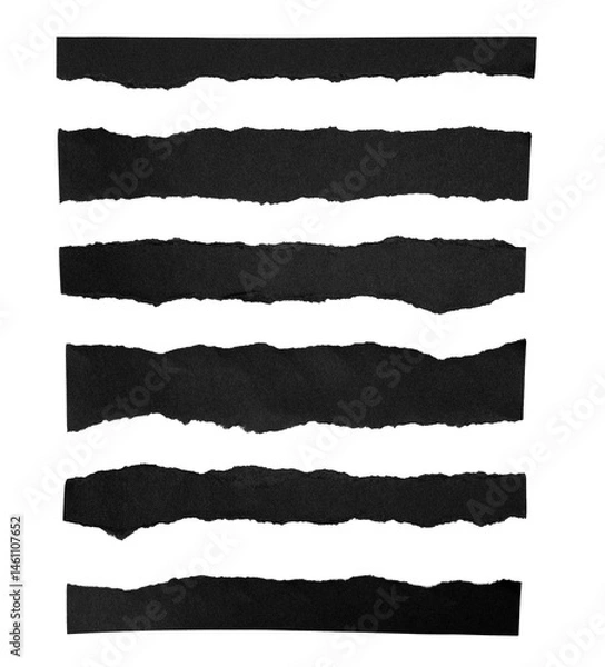 Obraz 細長く黒い破れた紙のセット　背景透過