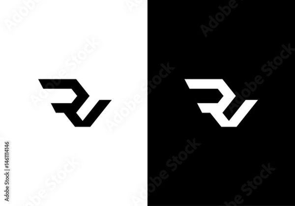 Obraz RV, VR initial letters monogram logo