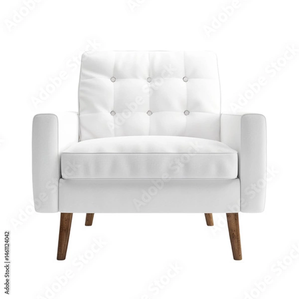 Obraz White Modern Armchair Front View – Isolated on Transparent Background