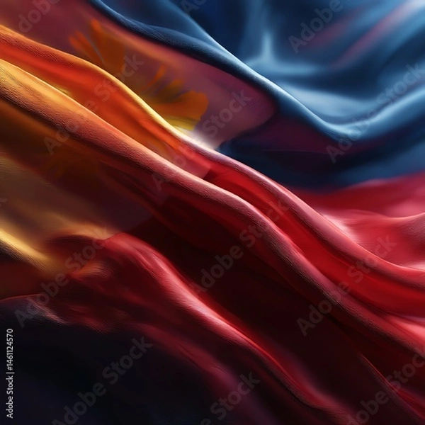 Obraz Waving Philippine flag fabric texture with rich colors and subtle shadows.