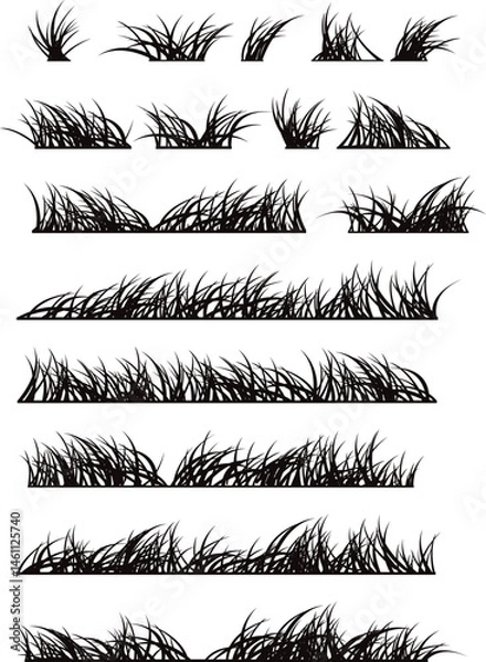 Obraz grass isolated silhouettes set collection