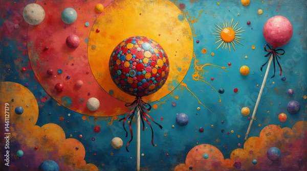 Fototapeta Colorful lollipop on abstract background